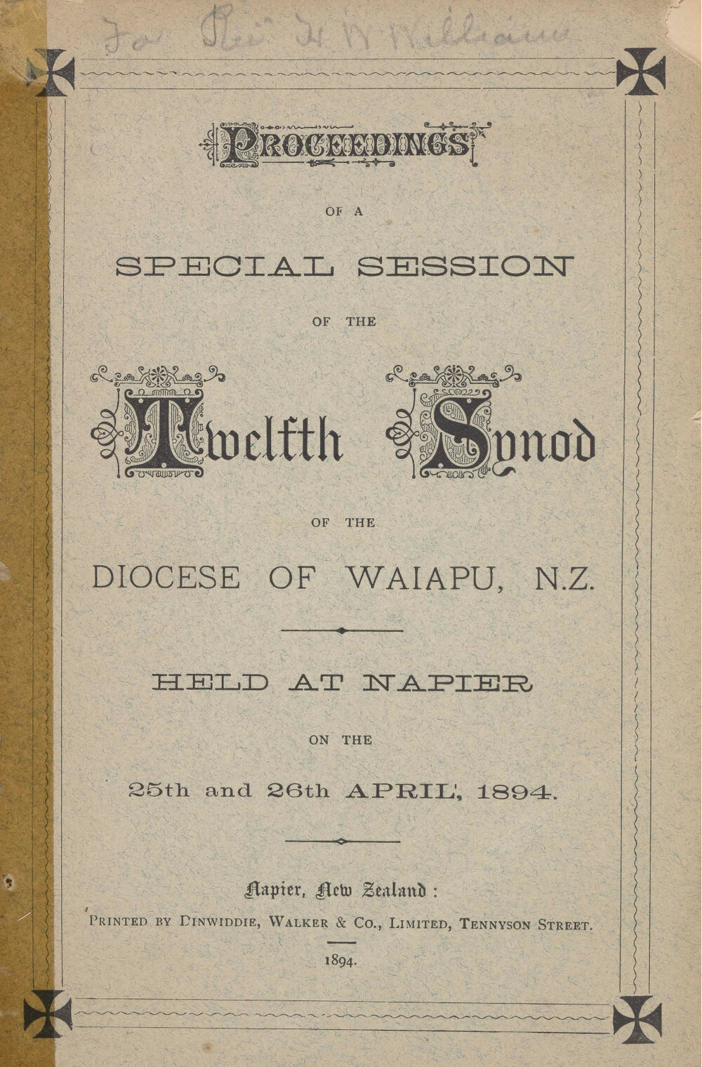 Diocese of Waiapu Synod Proceedings 1894