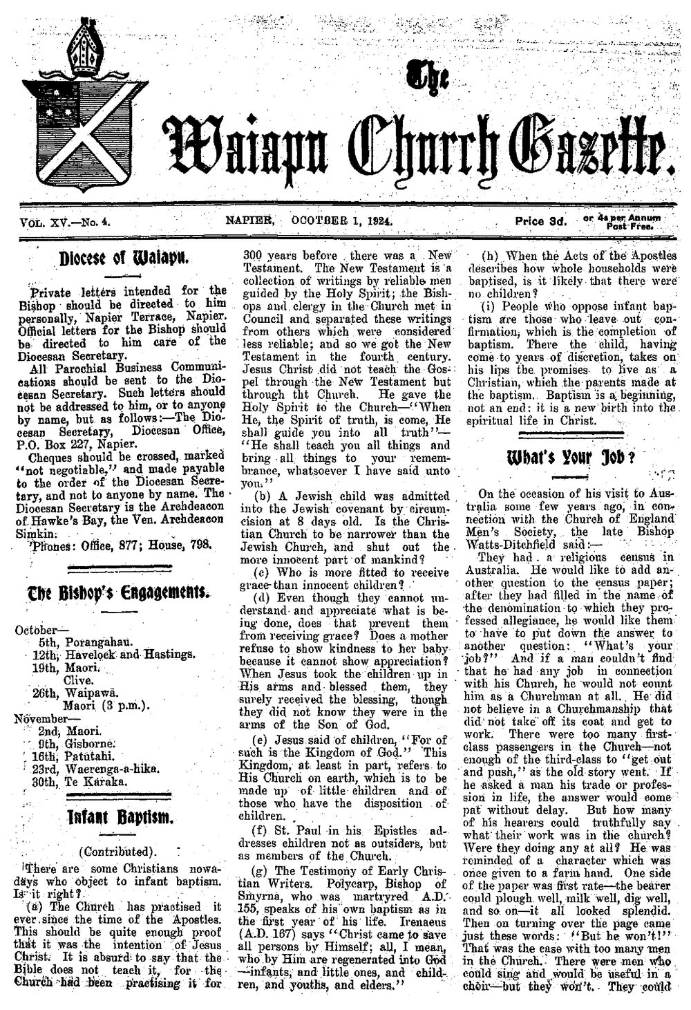 The Waiapu Church Gazette: 1st October 1924