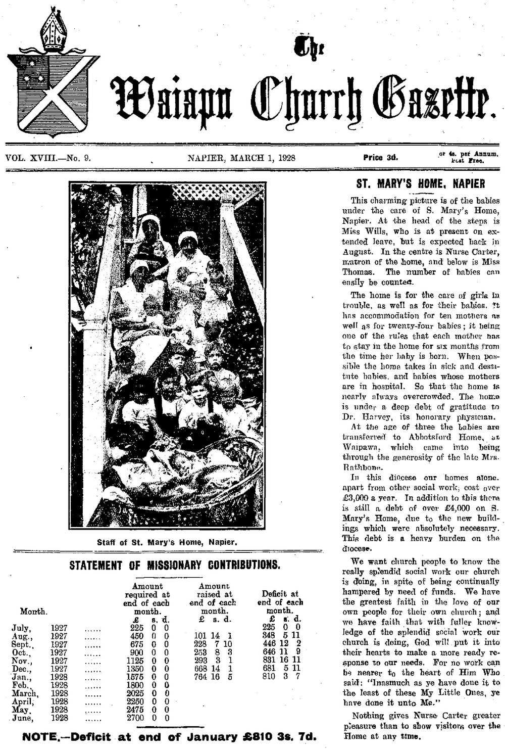 The Waiapu Church Gazette: 1st March 1928