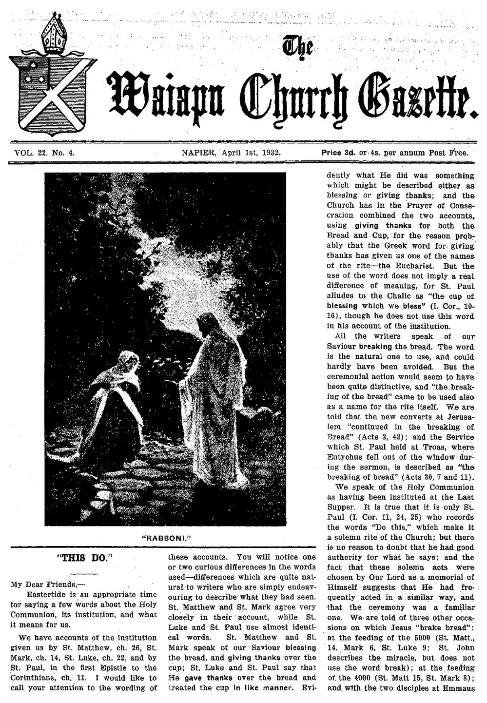 The Waiapu Church Gazette: 1st April 1932