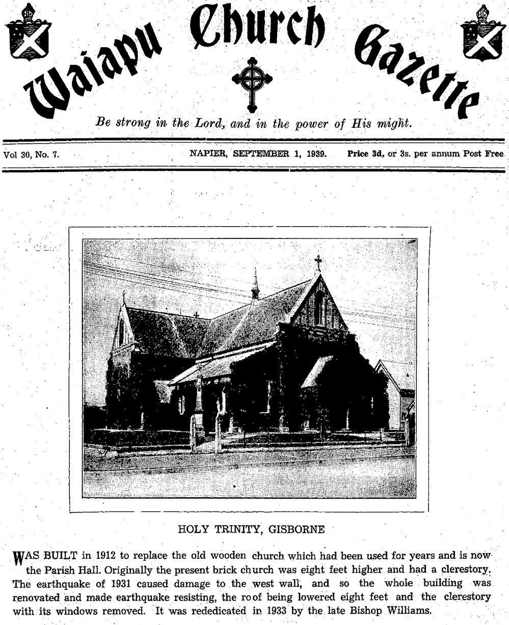 The Waiapu Church Gazette: 1st September 1939