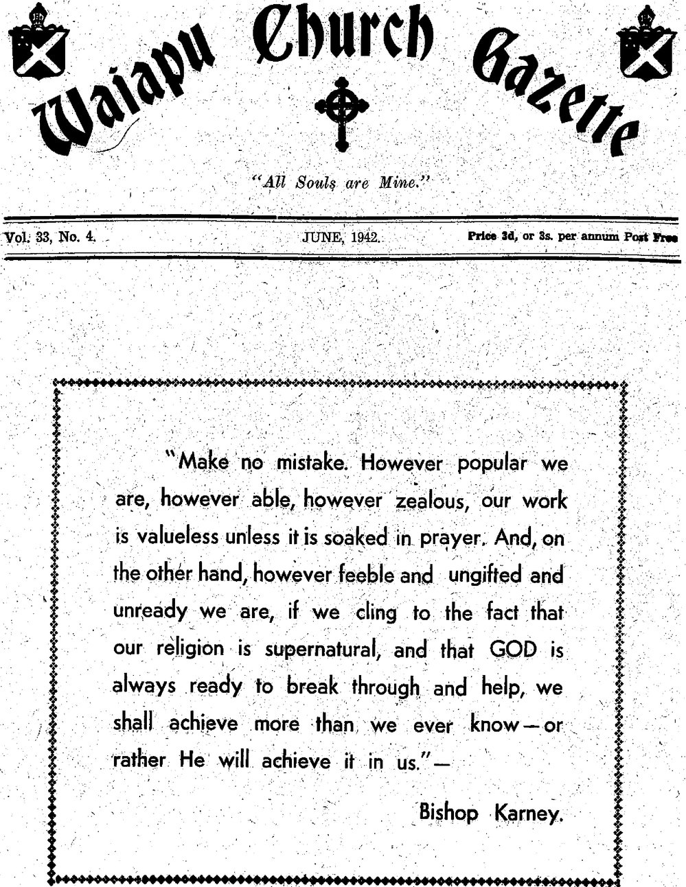 The Waiapu Church Gazette: 1st June 1942