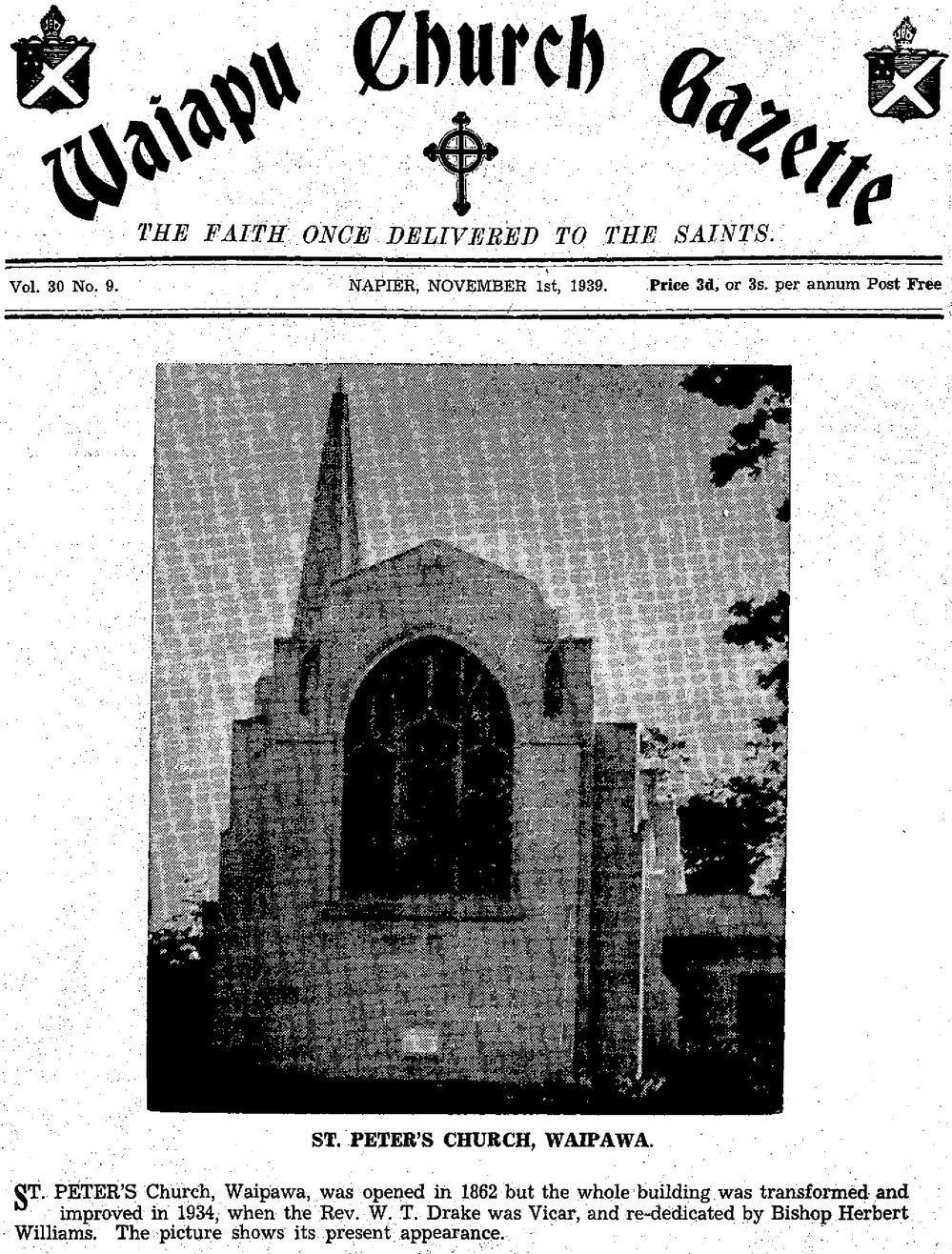 The Waiapu Church Gazette: 1st November 1939