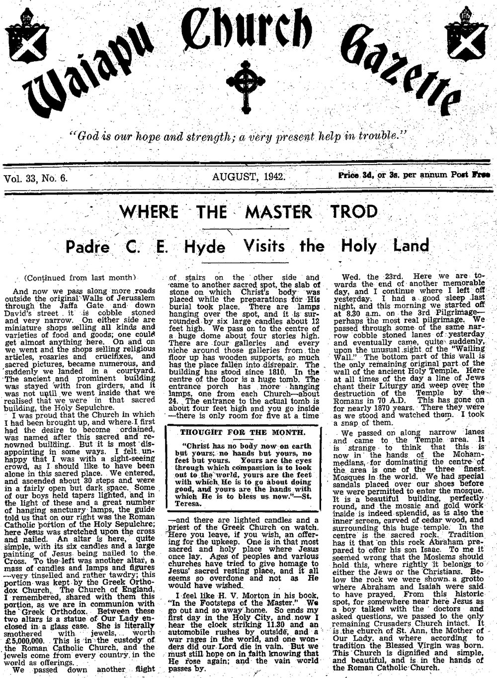 The Waiapu Church Gazette: 1st August 1942