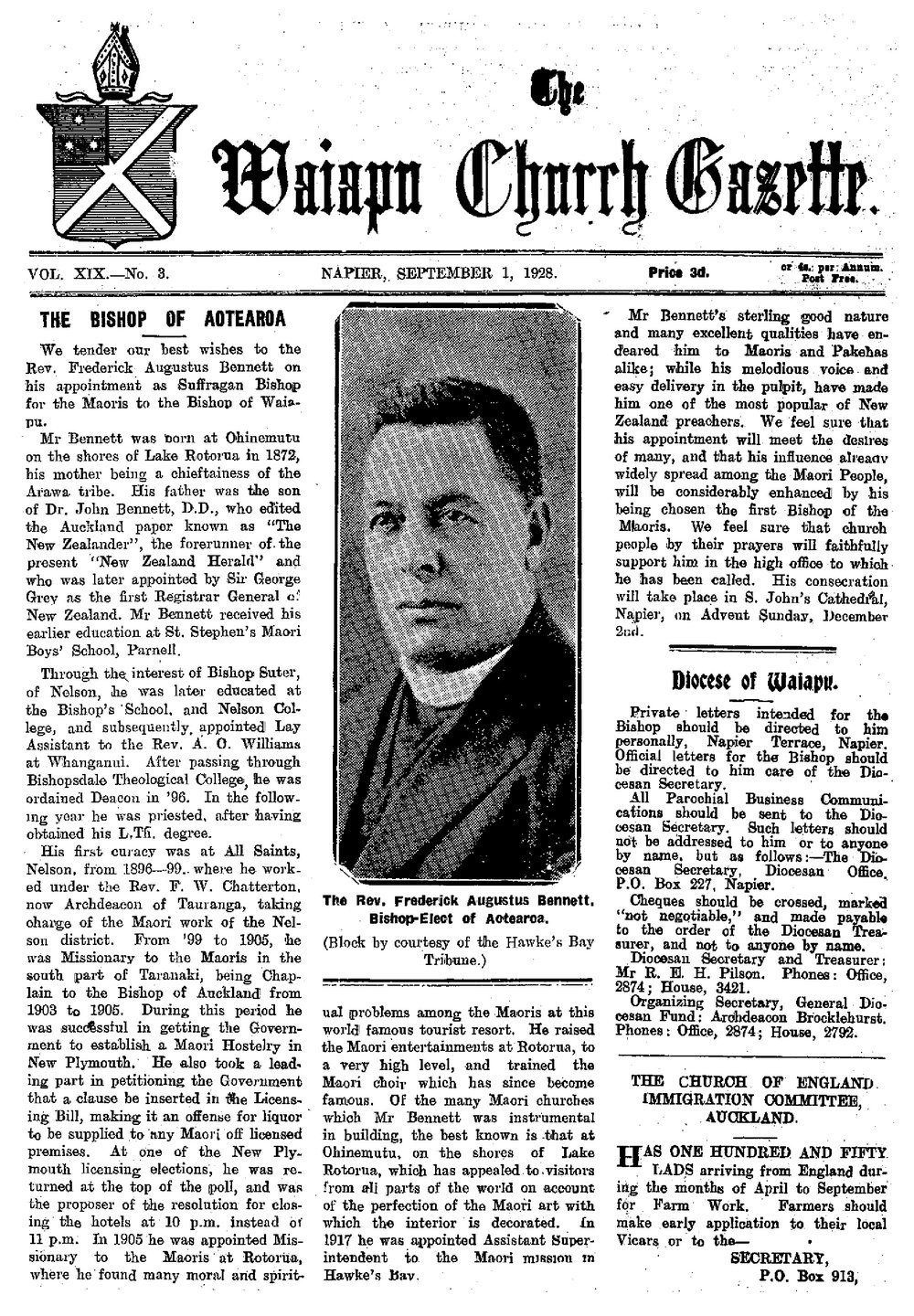 The Waiapu Church Gazette: 1st September 1928