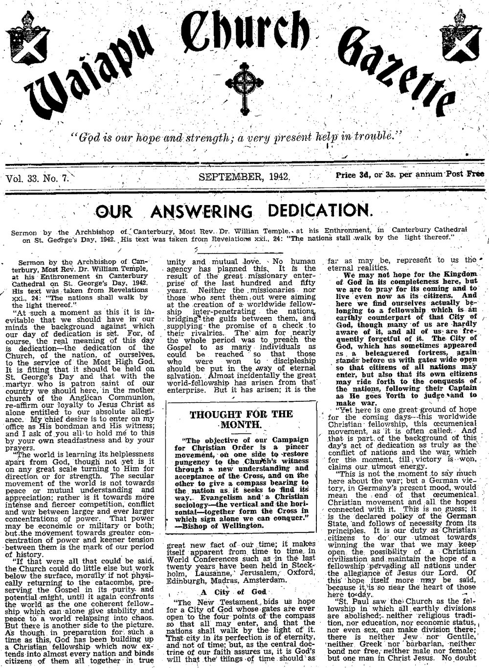 The Waiapu Church Gazette: 1st September 1942