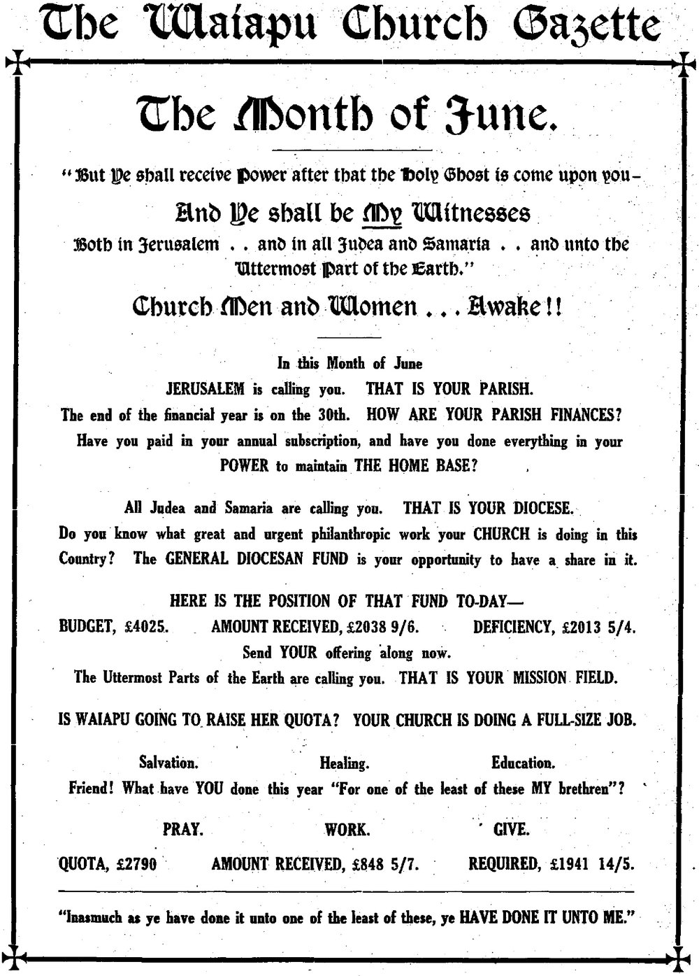 The Waiapu Church Gazette: 1st June 1933