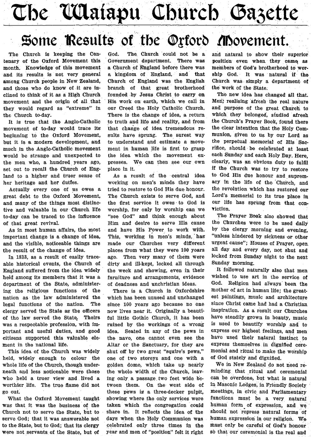 The Waiapu Church Gazette: 1st July 1933