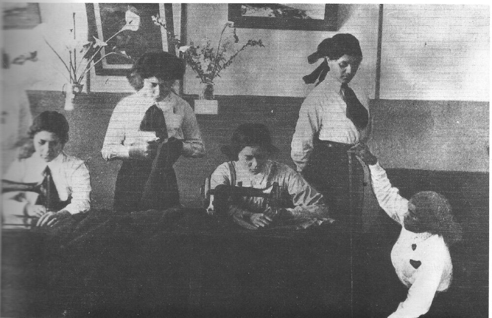 Early Hukarere students sewing