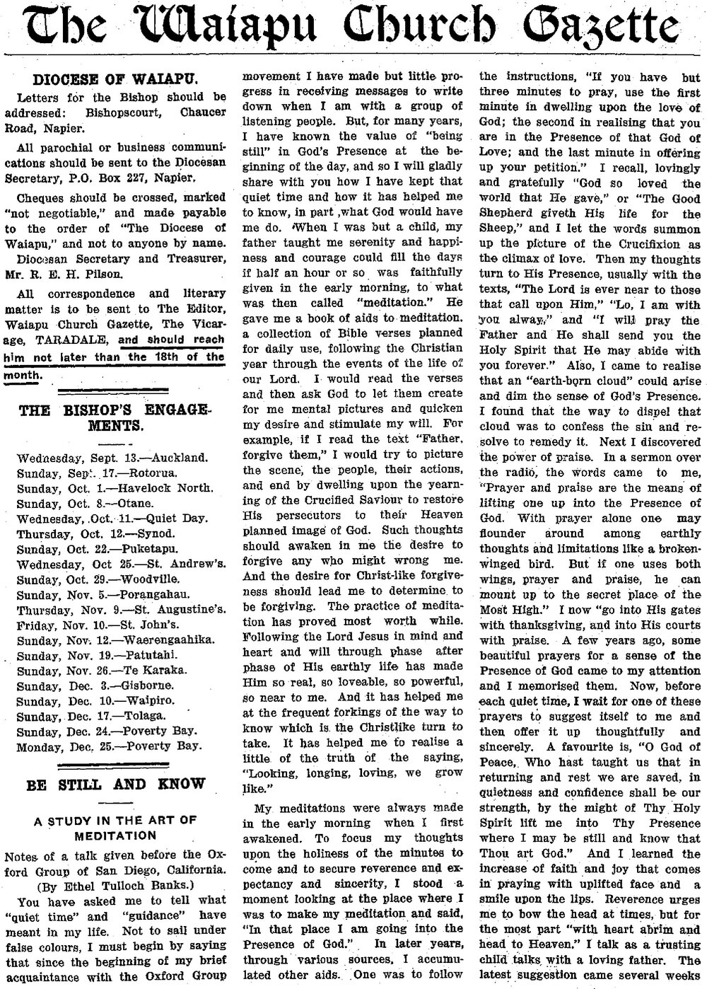 The Waiapu Church Gazette: 1st September 1933