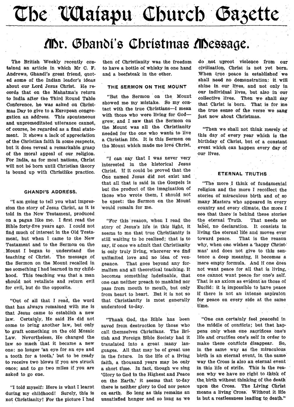 The Waiapu Church Gazette: 1st December 1933