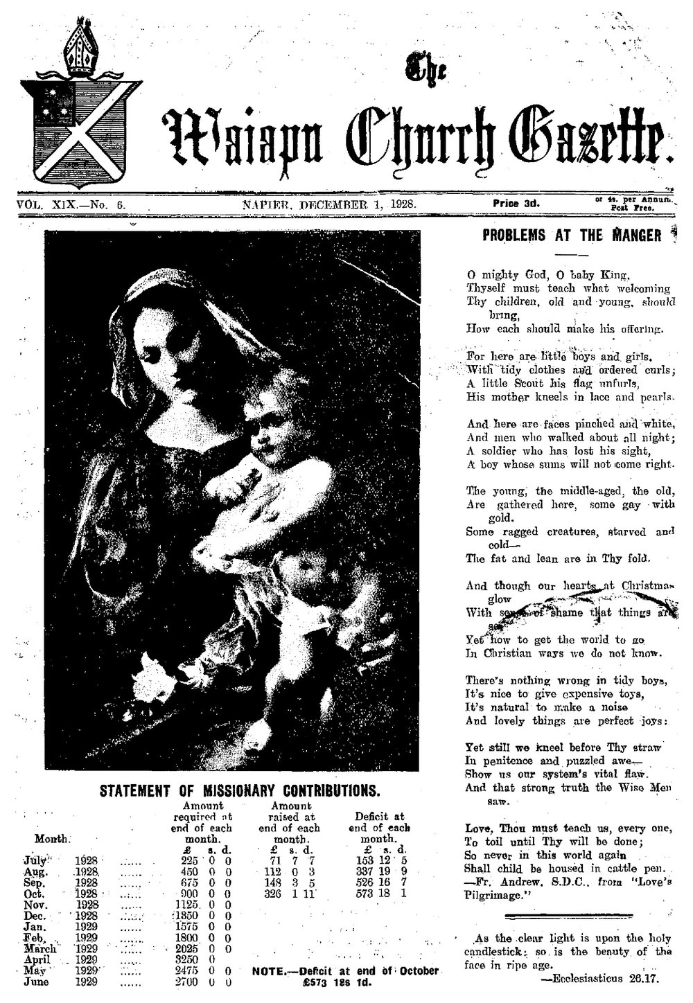 The Waiapu Church Gazette: 1st December 1928