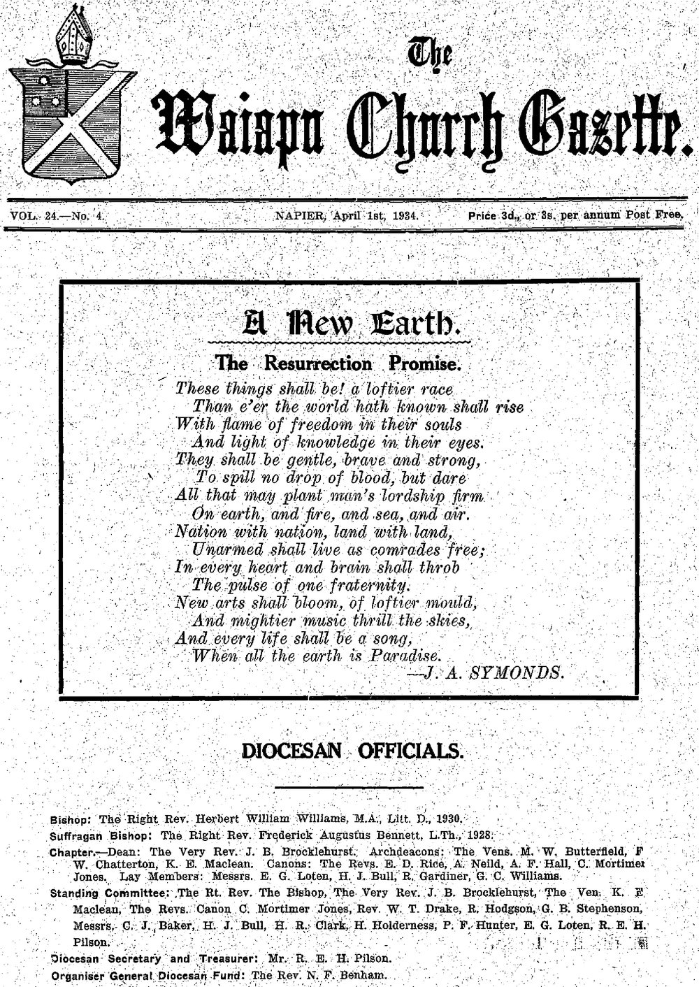 The Waiapu Church Gazette: 1st April 1934