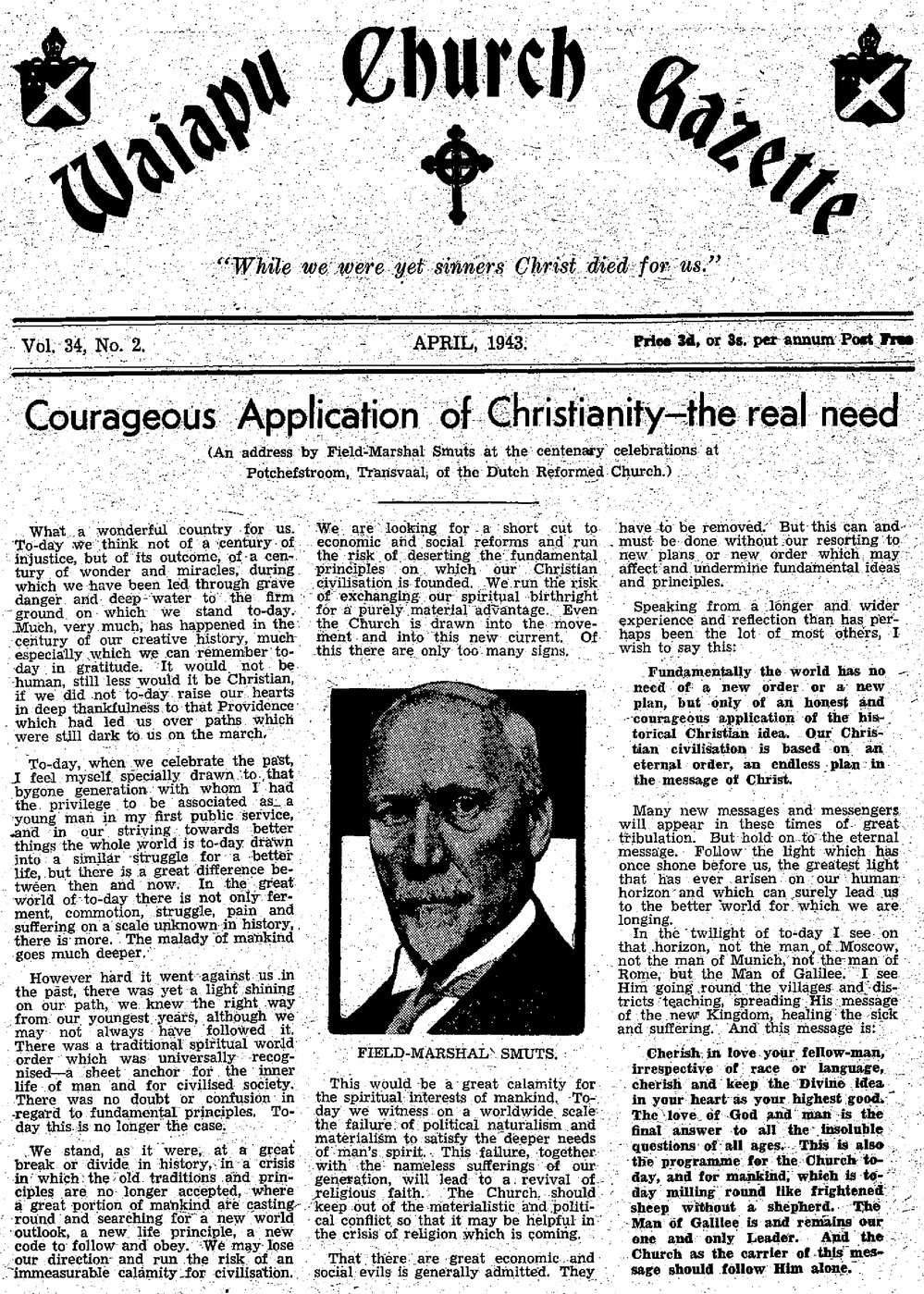 The Waiapu Church Gazette: 1st April 1943