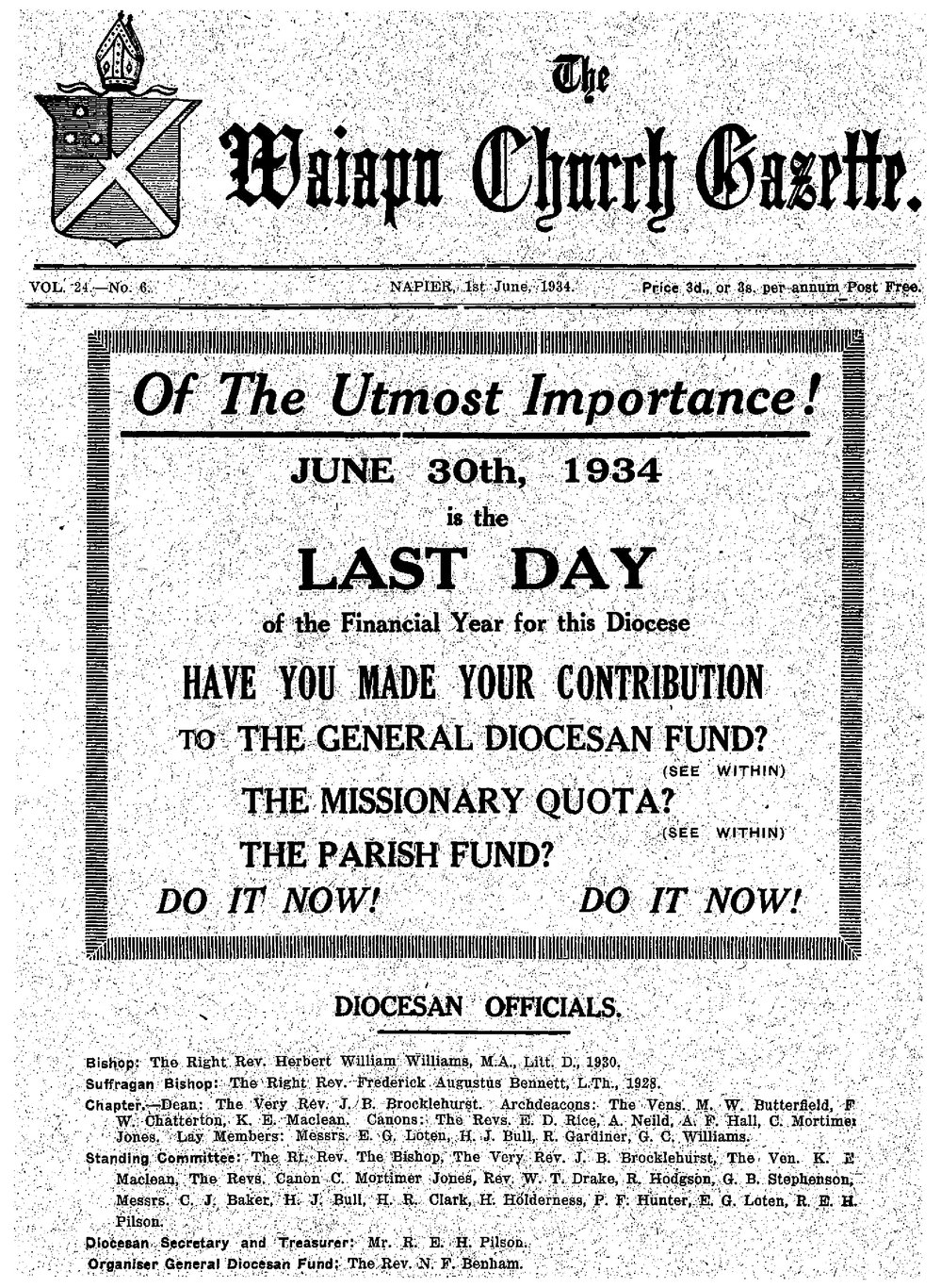 The Waiapu Church Gazette: 1st June 1934