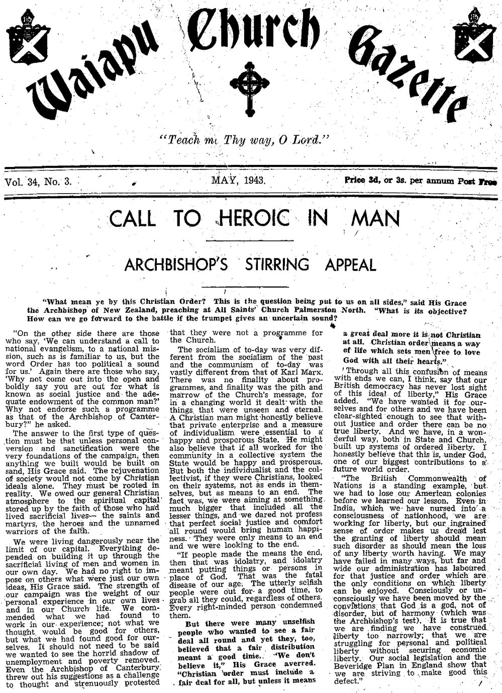 The Waiapu Church Gazette: 1st May 1943