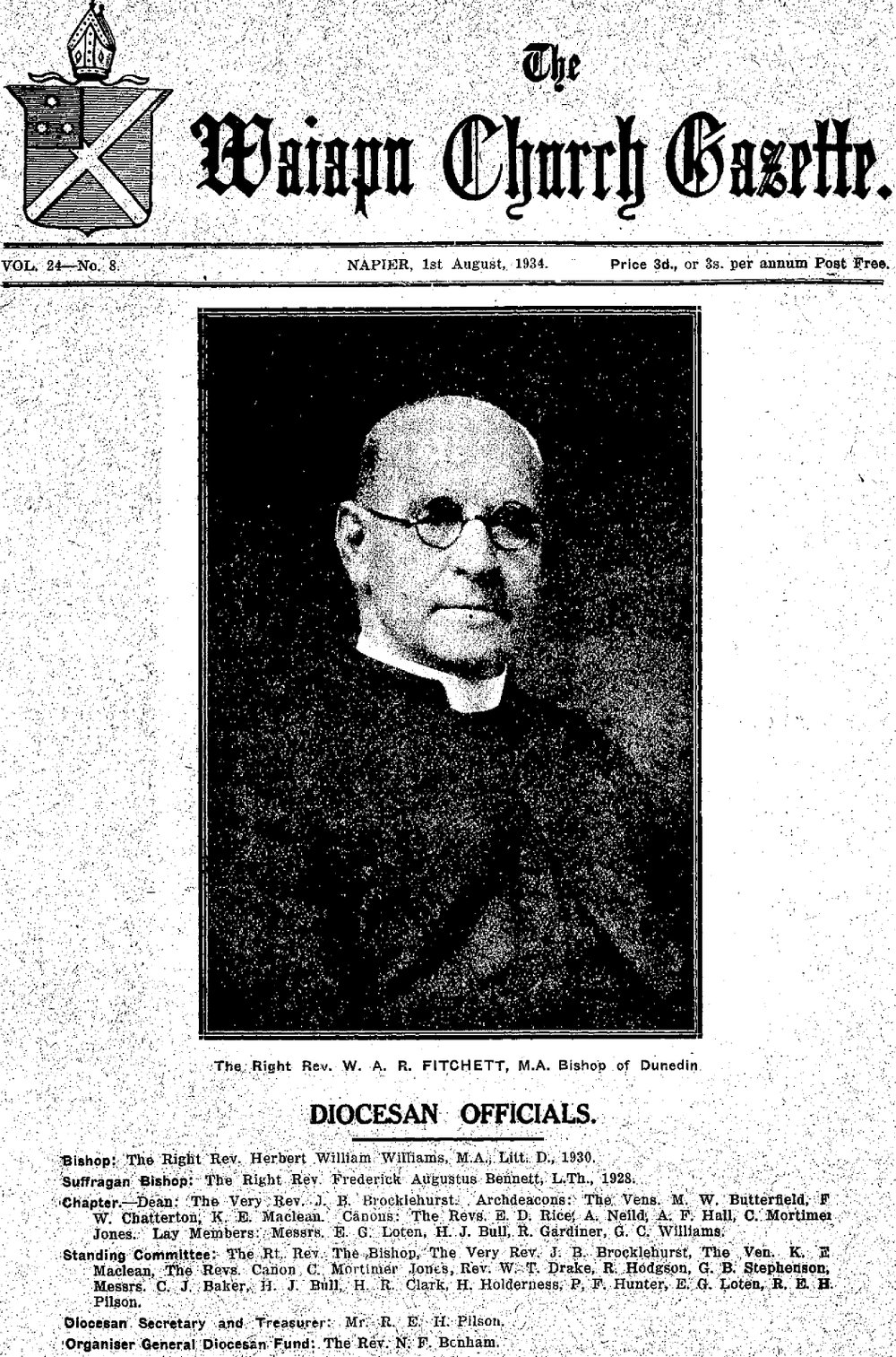 The Waiapu Church Gazette: 1st August 1934