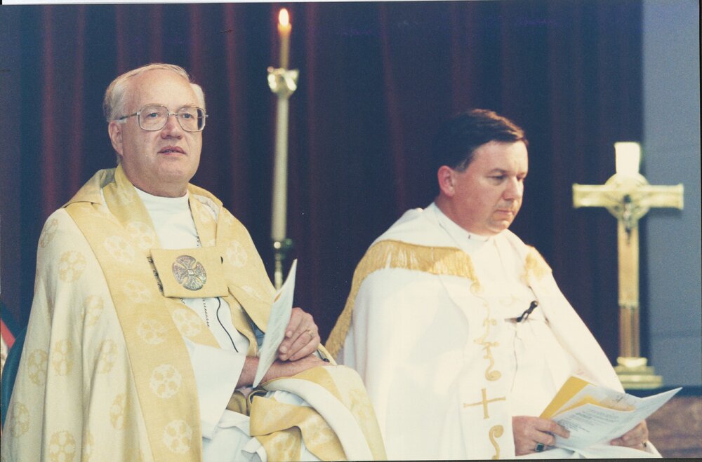 &lsquo;Fourth Archbishop of Canterbury &hellip; Archbishop George Carey, seen with Bishop David Moxon &hellip; Claudelands showgrounds in 1997.&rsquo;