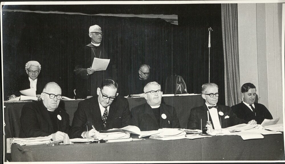 Bishop John Holland presiding at Waikato Diocesan Synod