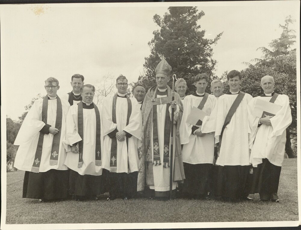 Bishop John Holland after Waikato Ordinations, c. 1960