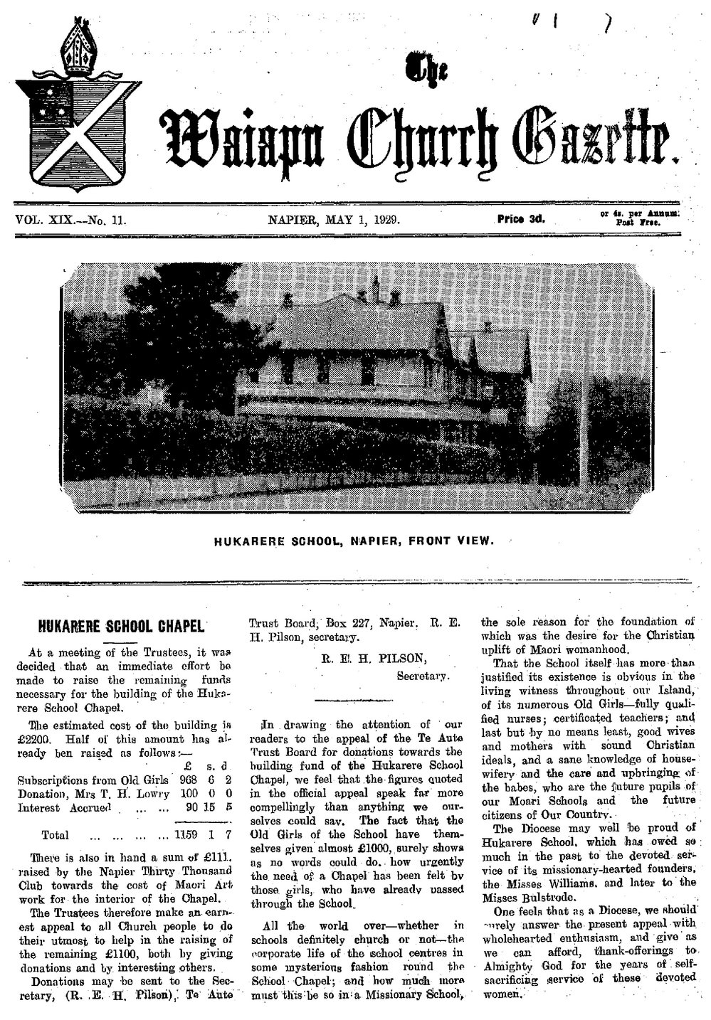 The Waiapu Church Gazette: 1st May 1929