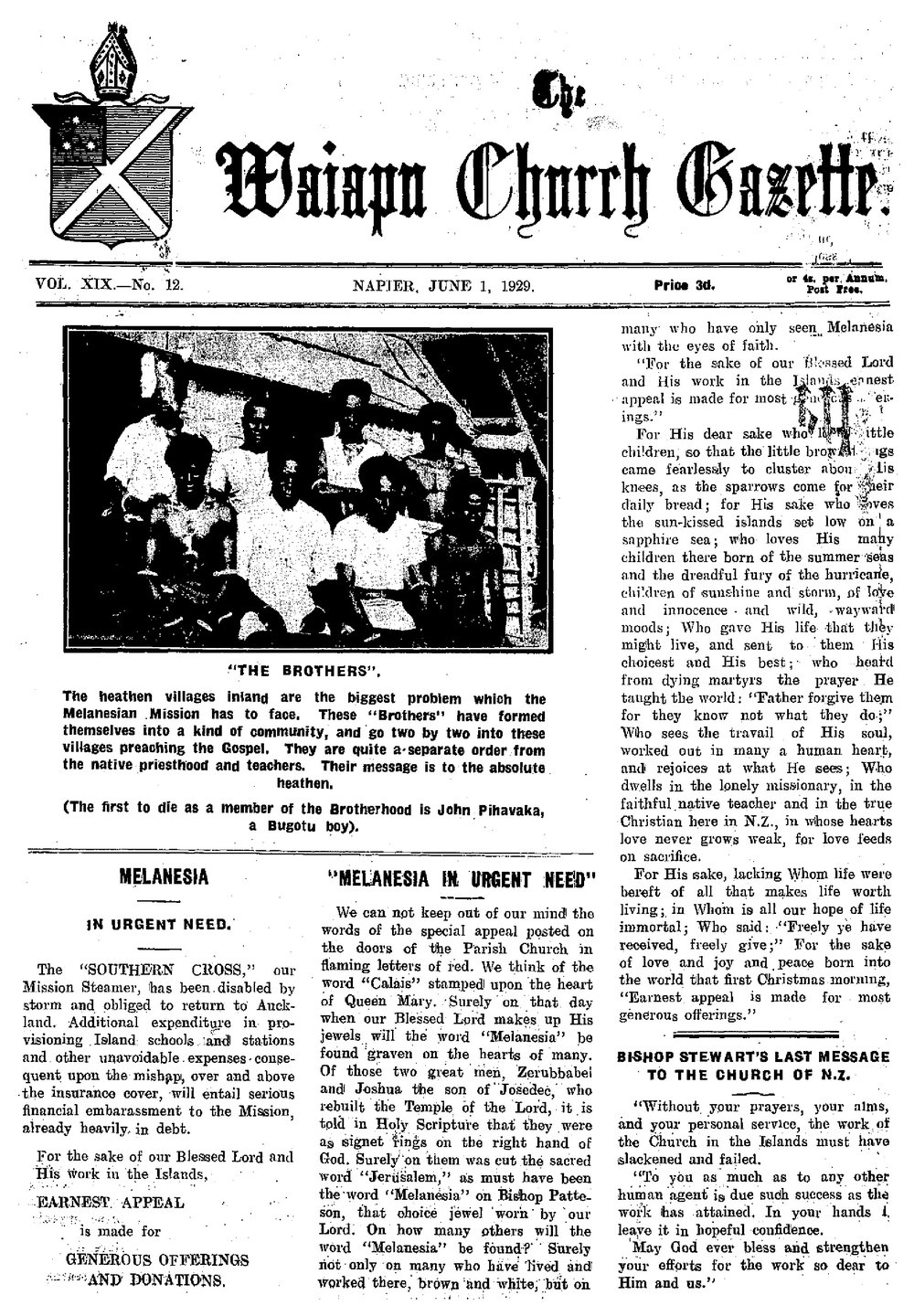 The Waiapu Church Gazette: 1st June 1929