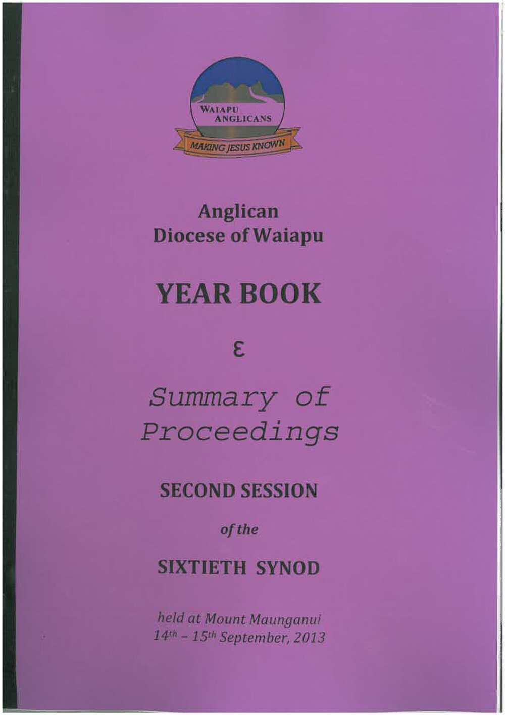 Diocese of Waiapu Year Book Proceedings 2013