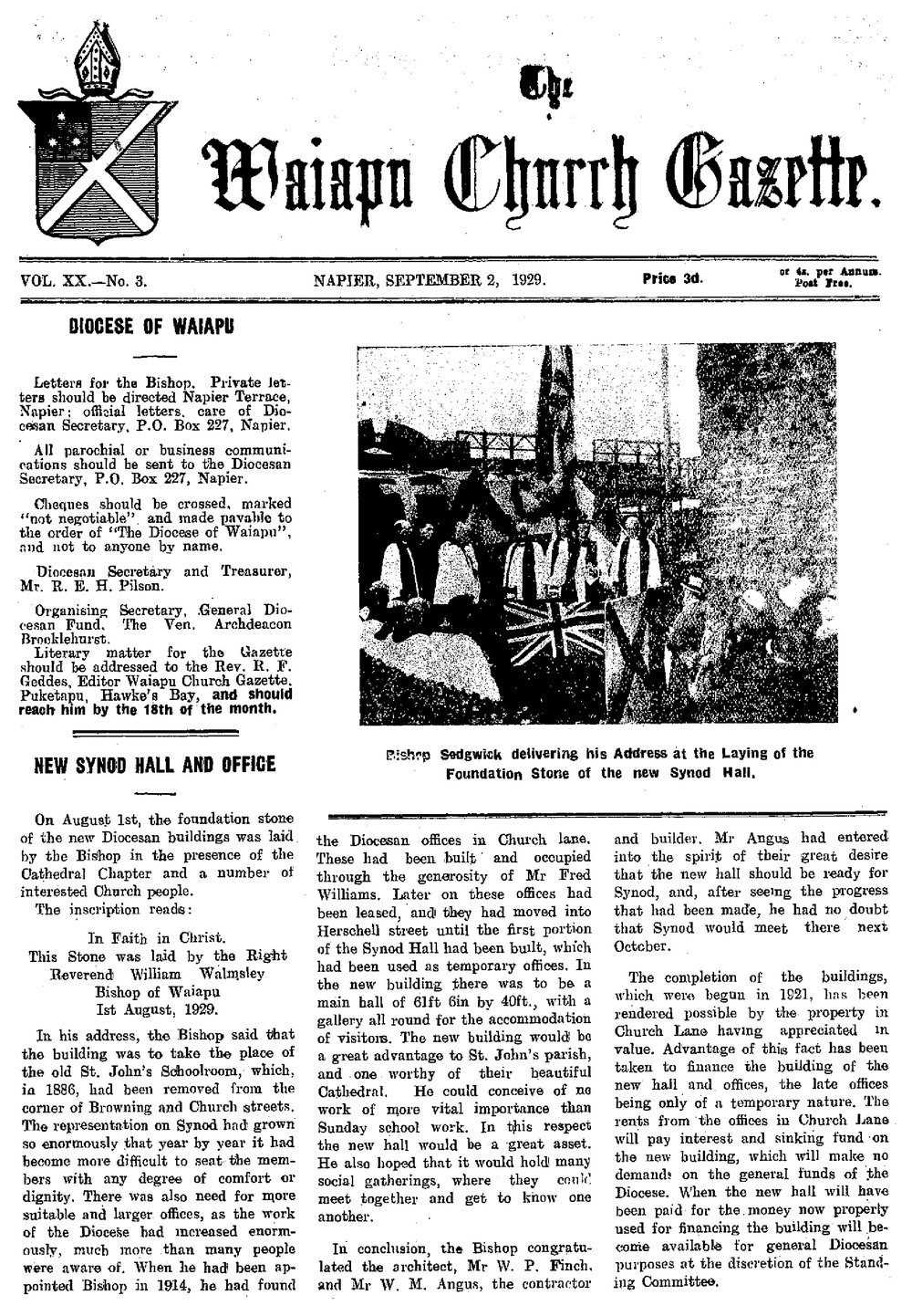 The Waiapu Church Gazette: 2nd September 1929