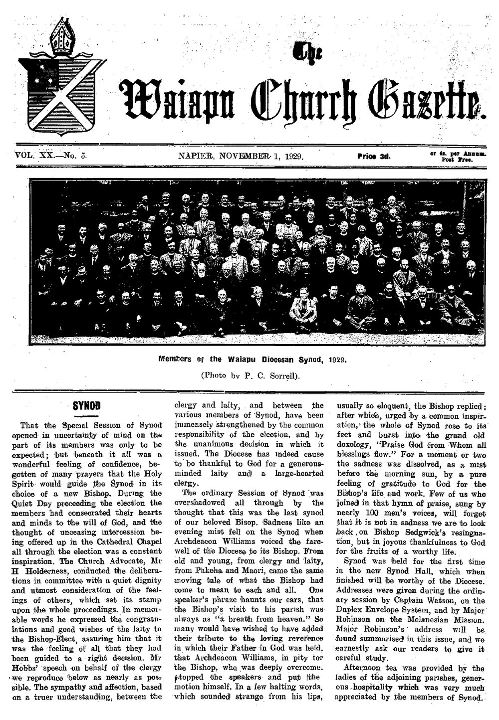The Waiapu Church Gazette: 1st November 1929