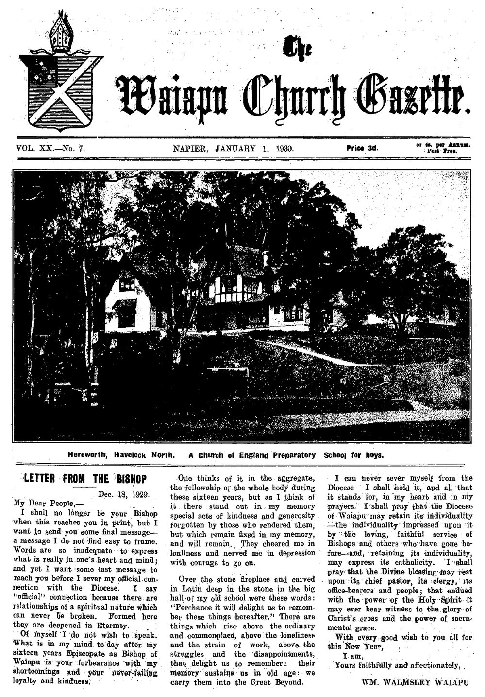 The Waiapu Church Gazette: 1st January 1930