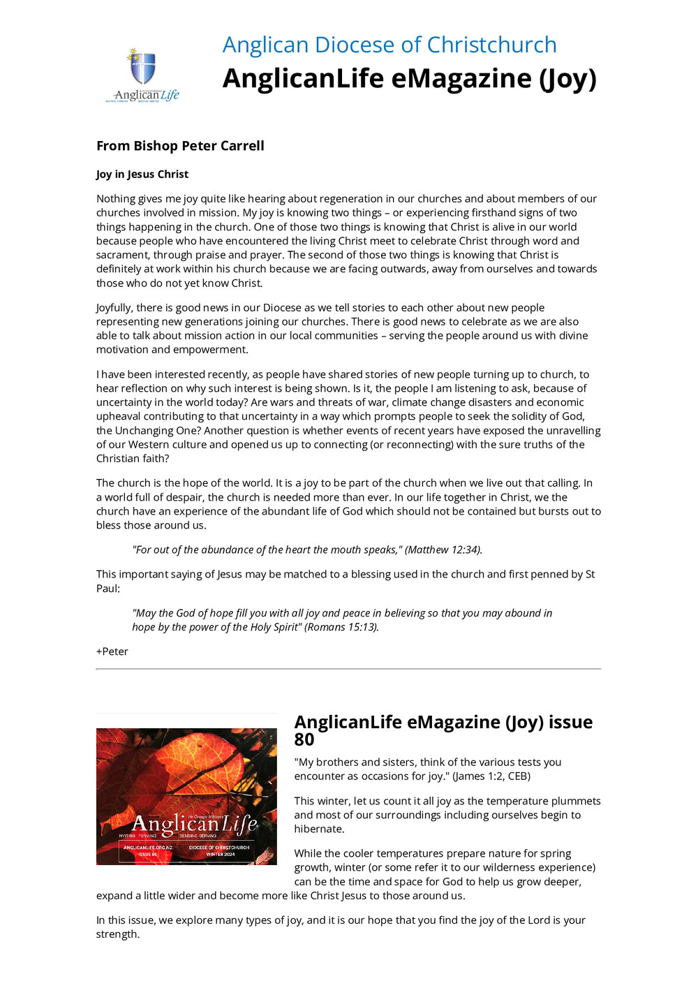 Anglican Life Magazine Issue 80