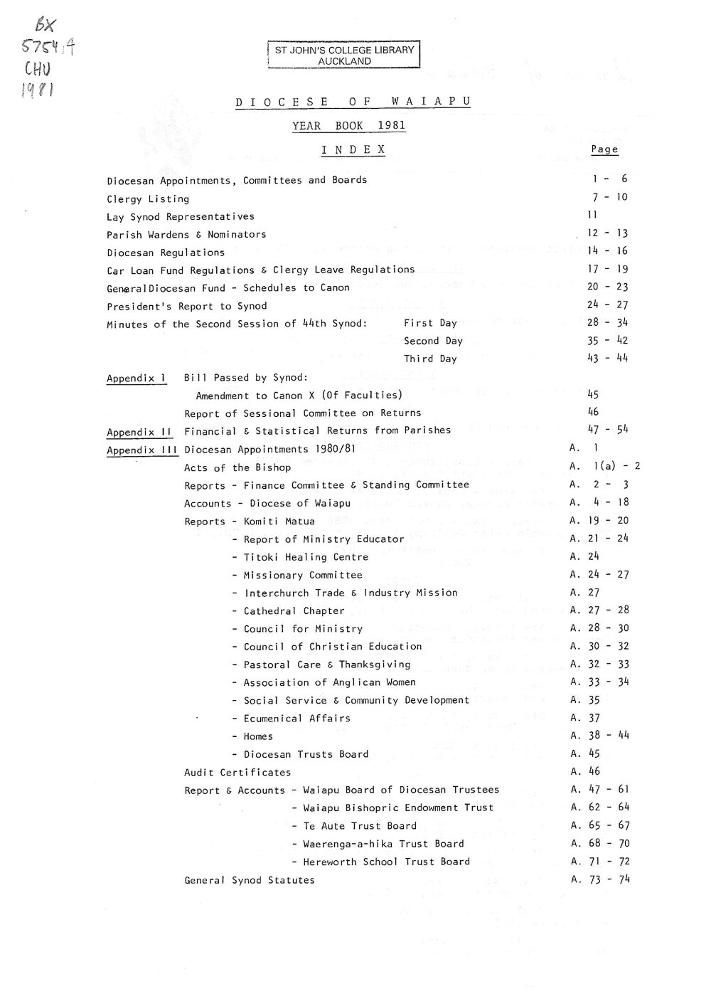 Diocese of Waiapu Year Book Proceedings 1981