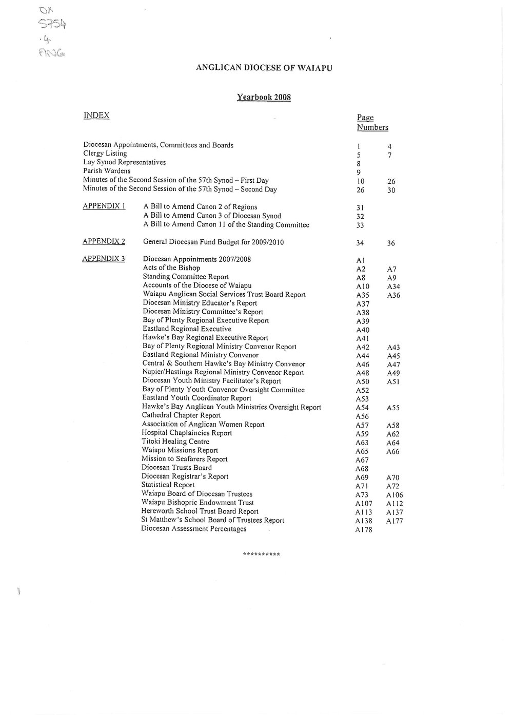 Diocese of Waiapu Year Book Proceedings 2008