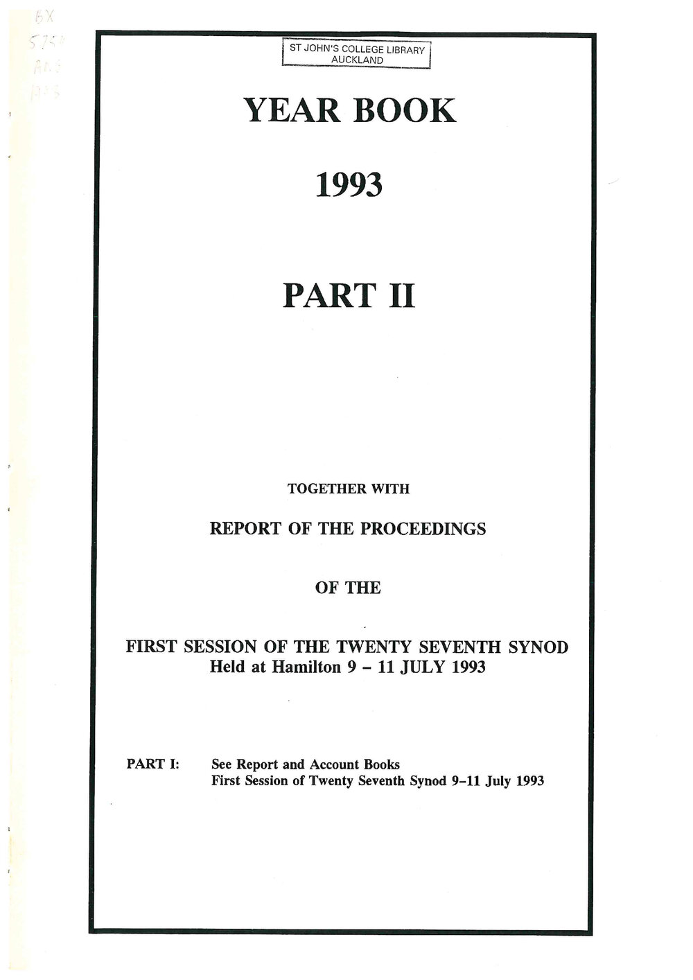 Diocese of Waikato Year Book Proceedings 1993