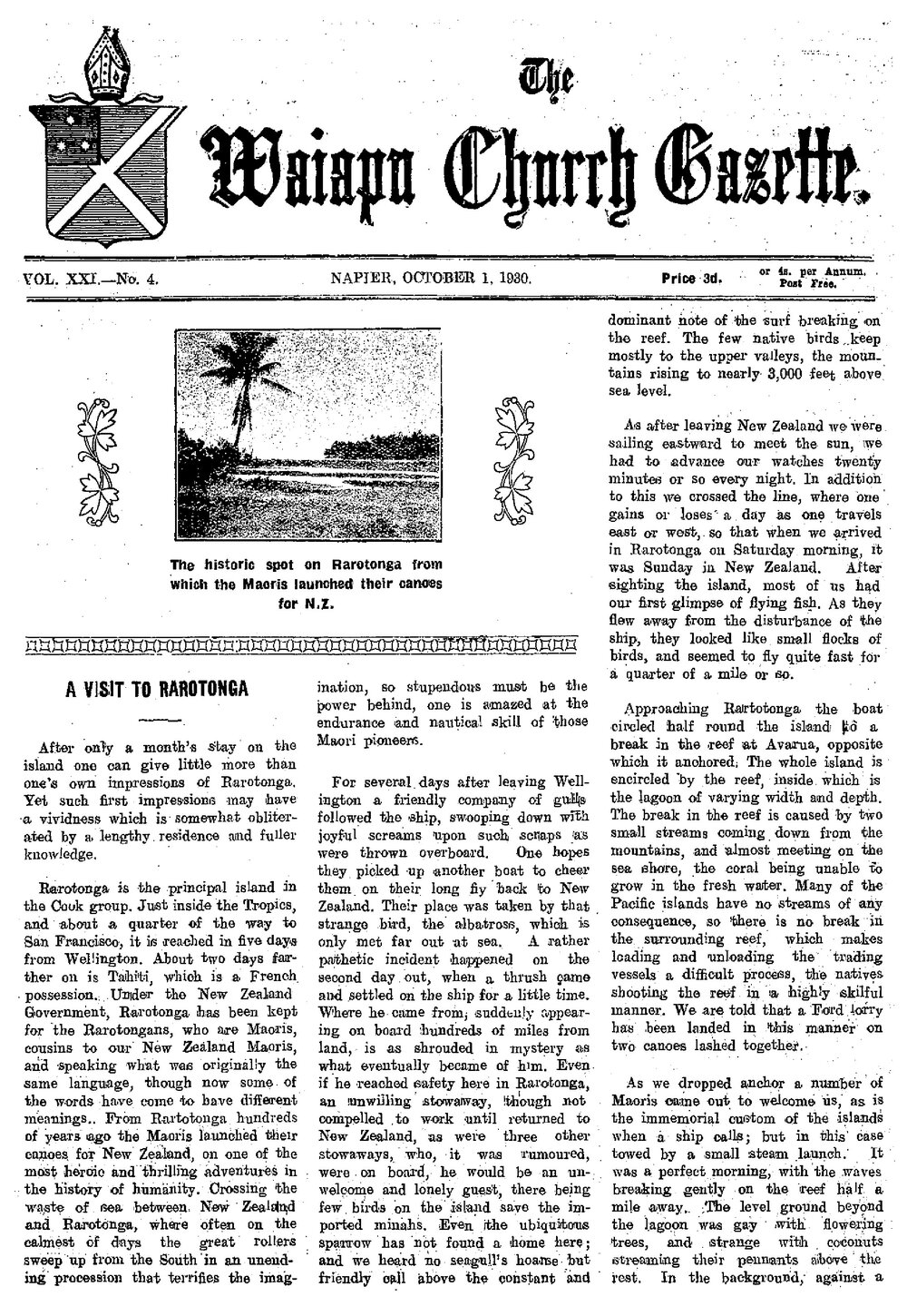 The Waiapu Church Gazette: 1st October 1930