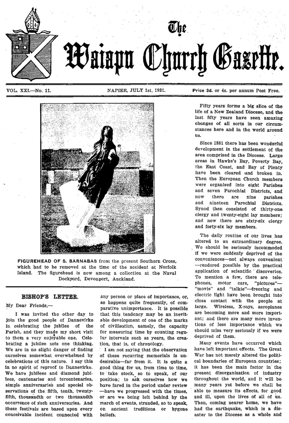 The Waiapu Church Gazette: 1st July 1931