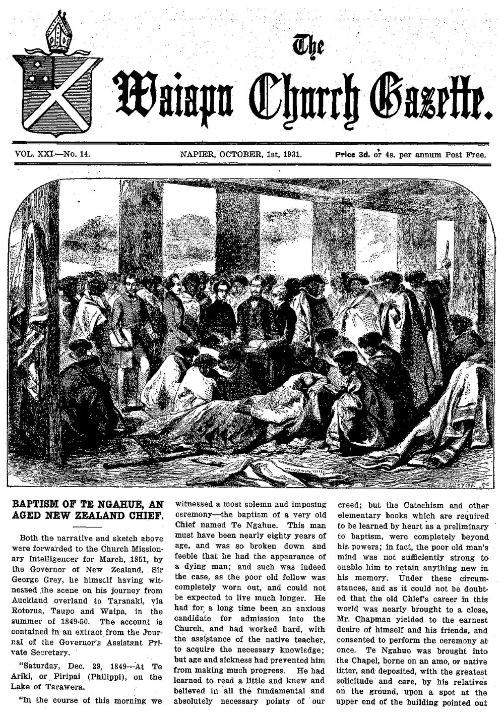 The Waiapu Church Gazette: 1st October 1931