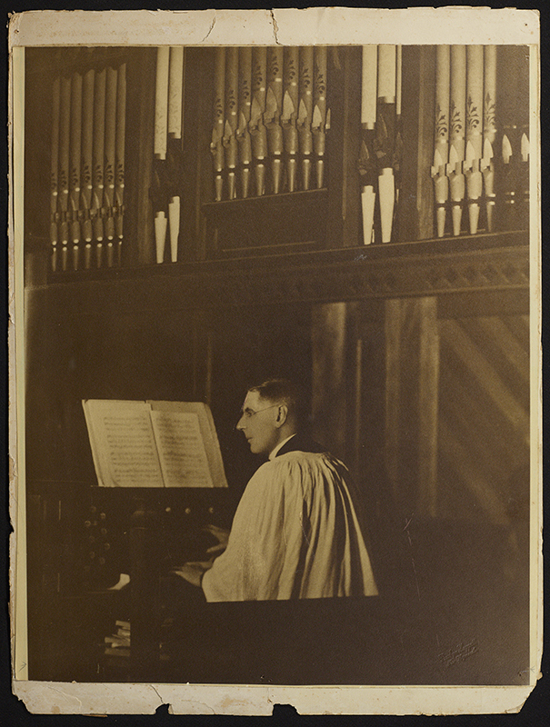 St Mary's New Plymouth organist Renaud at the organ