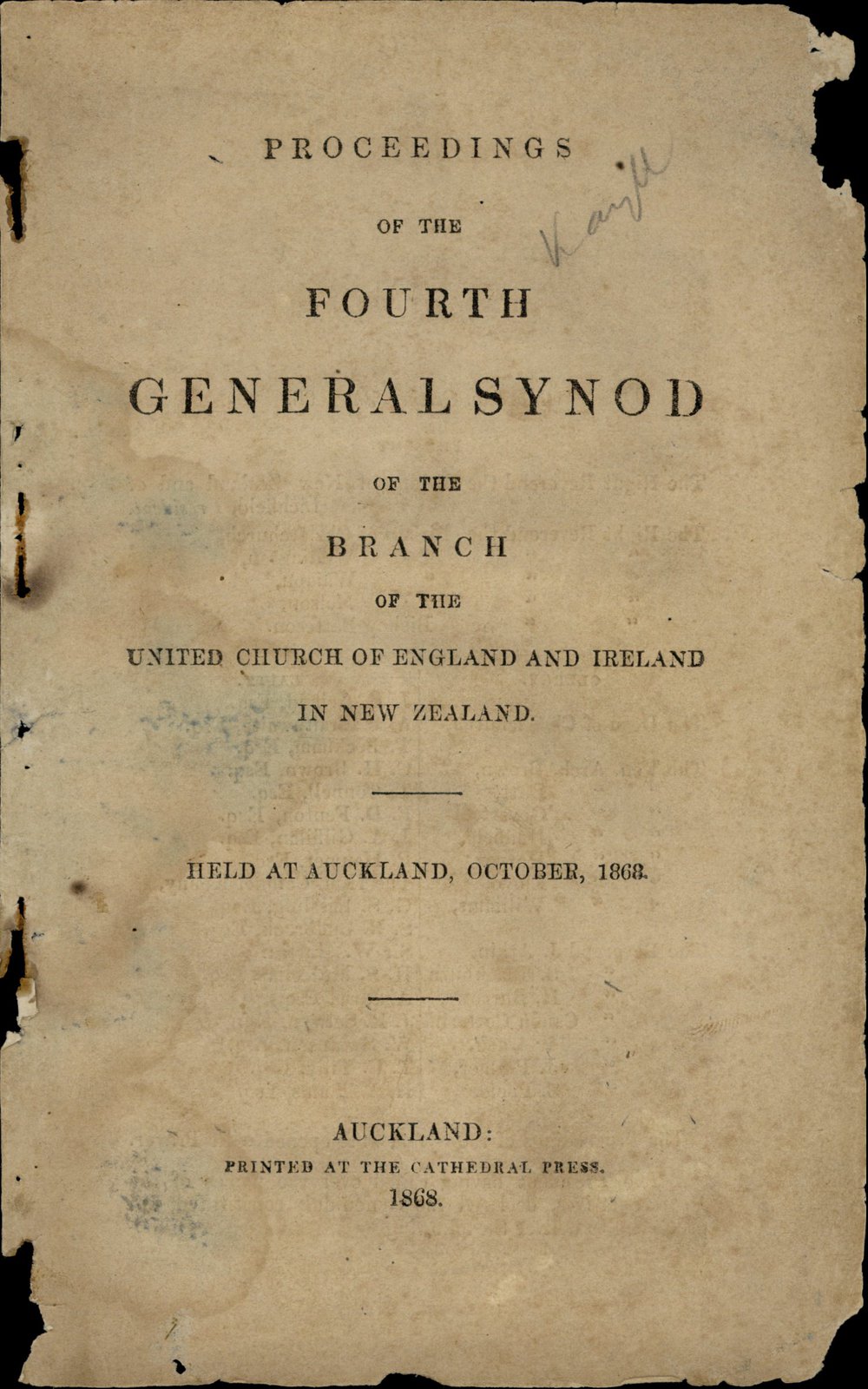 Proceedings of the General Synod:  4th General Synod, 1868