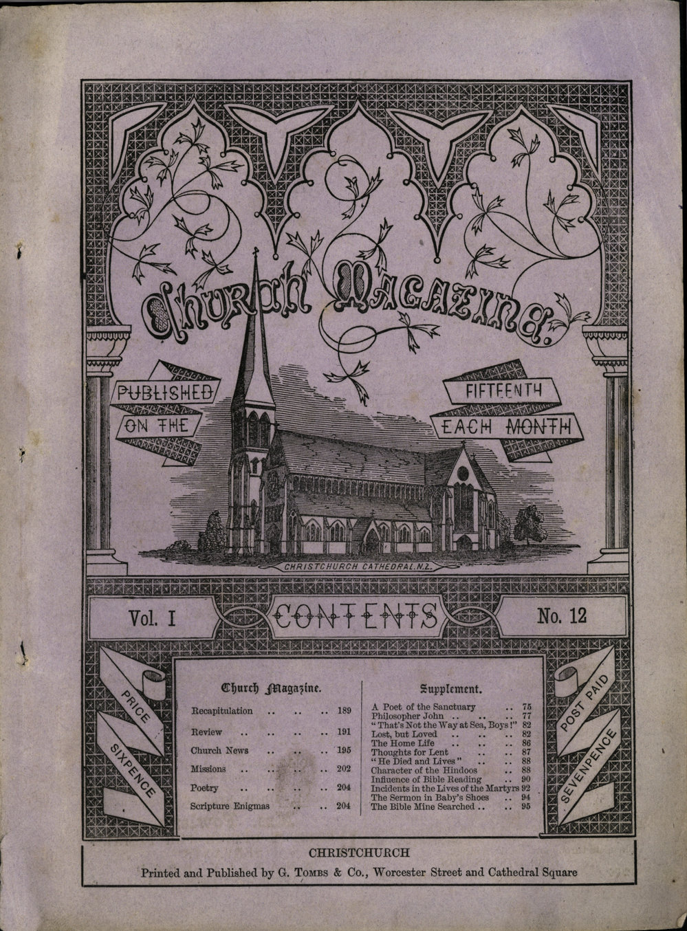Church Magazine, Christchurch: 15th December 1876 Vol. 01 No. 12
