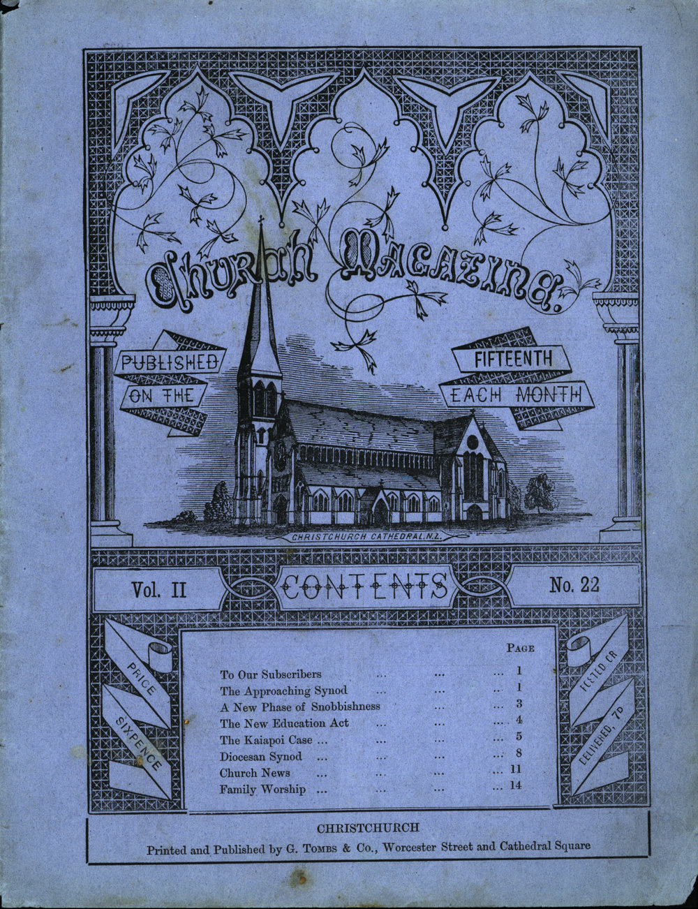 Church Magazine, Christchurch: 18th October 1877 Vol. 02 No. 22
