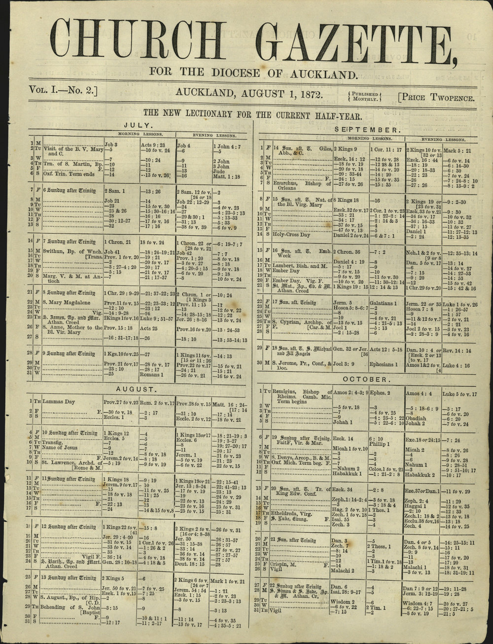 Church Gazette, Auckland: August 1872