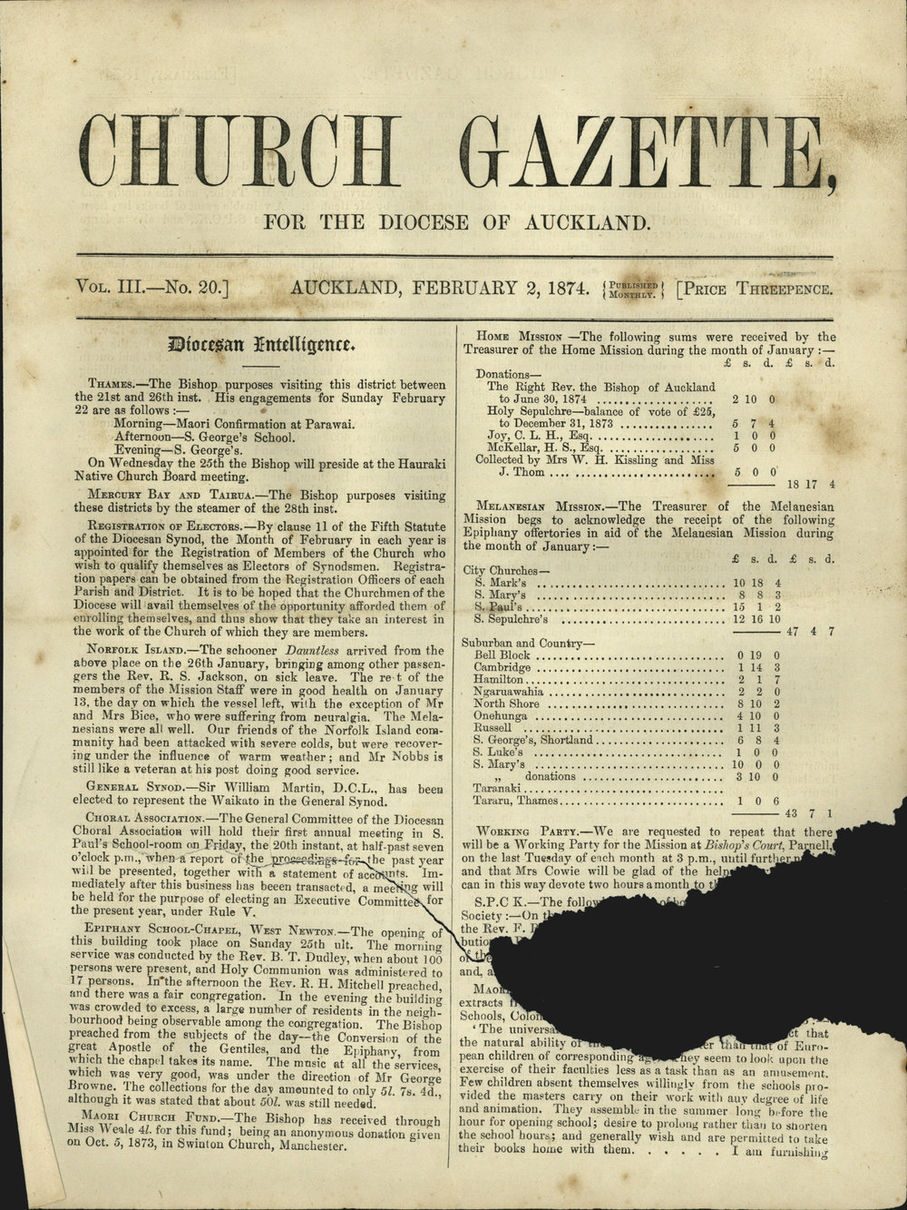 Church Gazette, Auckland: February 1874