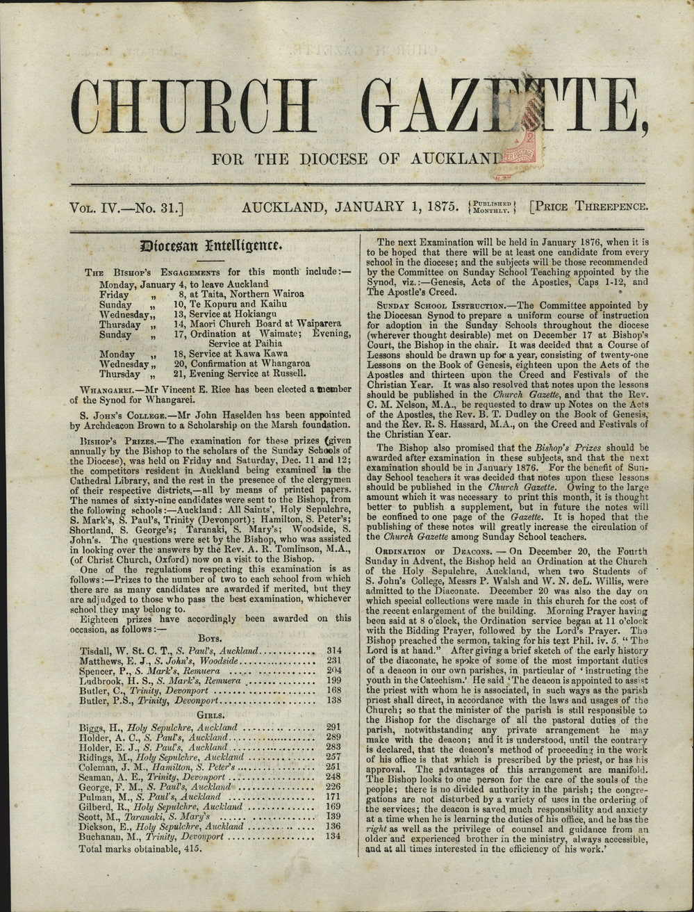 Church Gazette, Auckland: January 1875