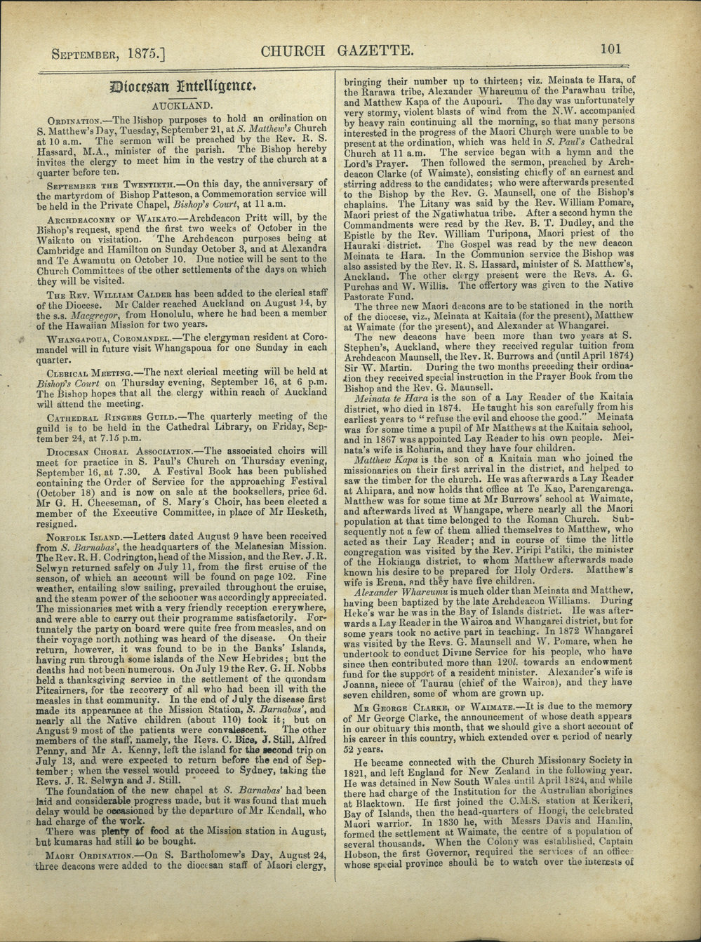 Church Gazette, Auckland: September 1875 Vol. 04 No. 39