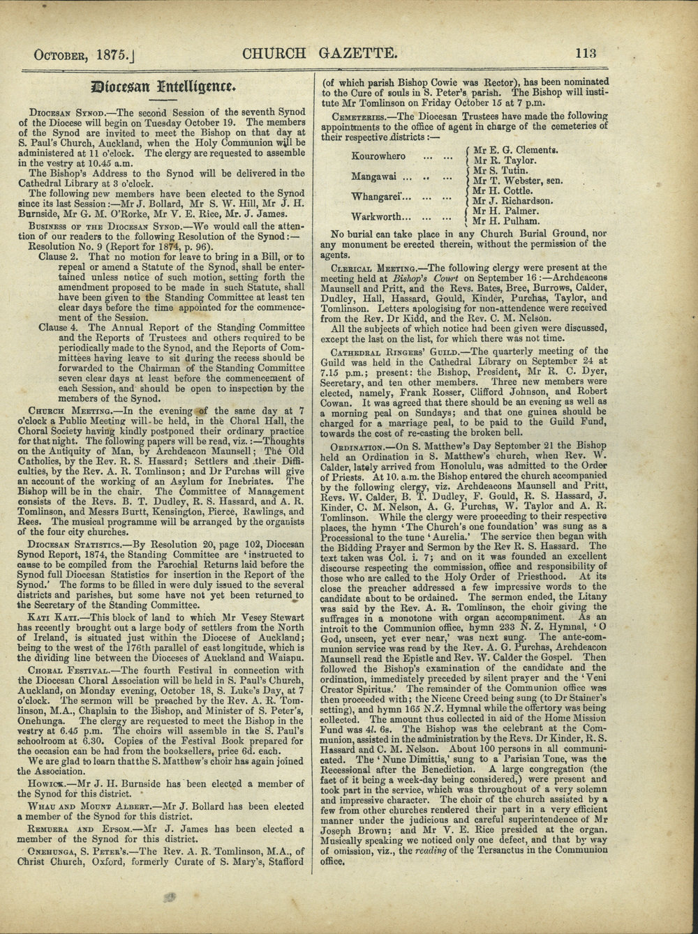 Church Gazette, Auckland: October 1875 Vol. 04 No. 40
