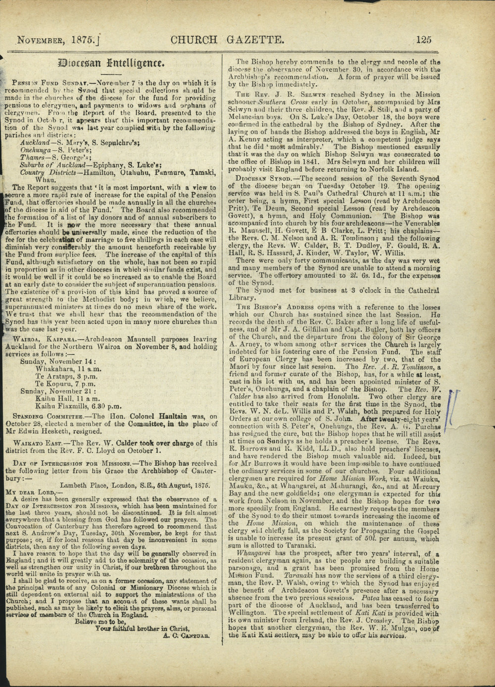Church Gazette, Auckland: November 1875 Vol. 04 No. 41