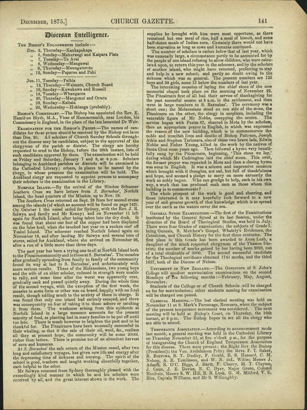 Church Gazette, Auckland: December 1875 Vol. 04 No. 42