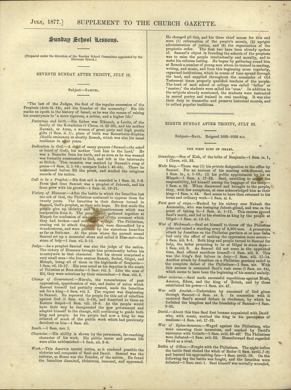 Church Gazette, Auckland: July 1877 Vol. 06 No. 61 Supplement