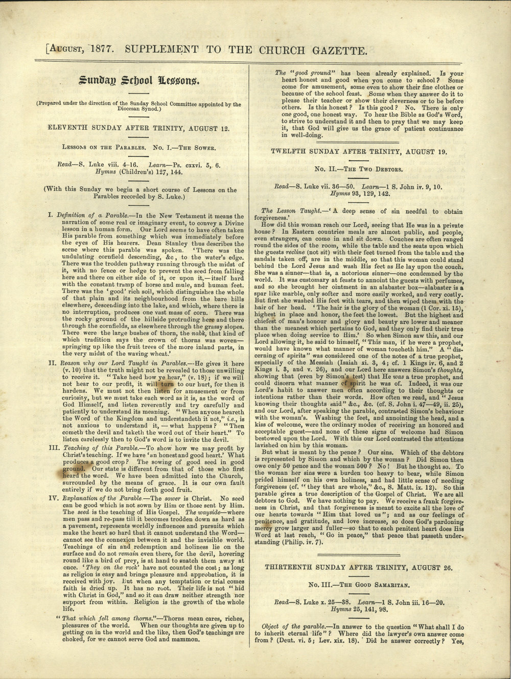 Church Gazette, Auckland: August 1877 Vol. 06 No. 62 Supplement